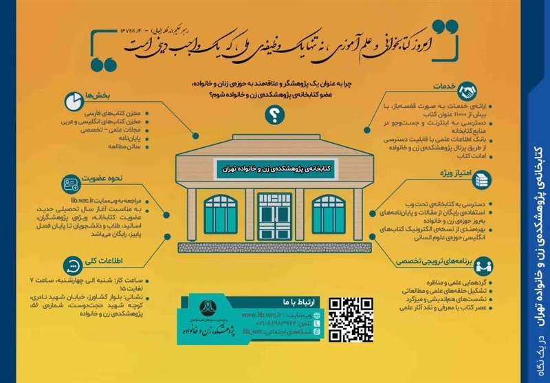 فراخوان عضویت در کتابخانه‌ پژوهشکده‌ زن و خانواده تهران