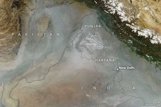 تصویر ماهواره‌ای ناسا از نوامبر آلوده کشور هند