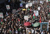 راهپیمایی یمنی‌ها در حمایت از مقاومت فلسطین در استان صعده