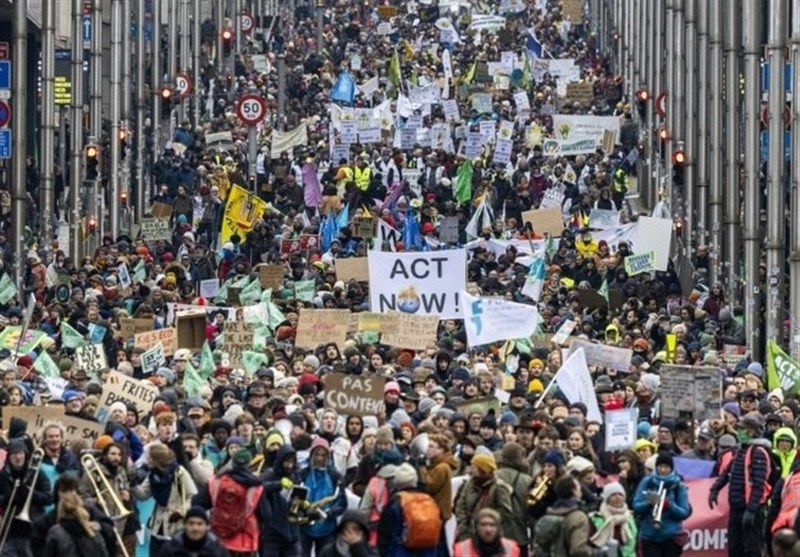 تظاهرات هزاران نفر در بروکسل علیه تغییرات آب و هوایی