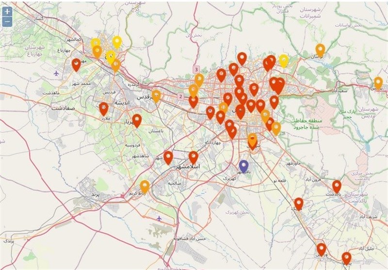 3 شهر استان تهران بنفش و در وضعیت &quot;بسیار ناسالم&quot; هستند/ شاخص 500 برای شهریار تکذیب شد