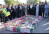 روایت تصویری از تشییع 5 شهید گمنام دوران دفاع مقدس در بوشهر