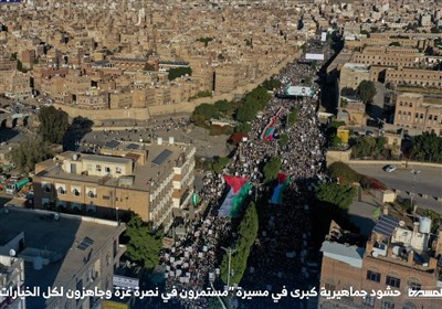 تظاهرات گسترده مردم یمن در حمایت از مردم غزه/ تاکید بر آمادگی برای تمام گزینه‌ها علیه اسرائیل