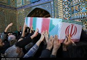 مراسم تشییع پیکر مطهر هفت شهید گمنام دوران دفاع مقدس در قم 