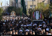 مراسم تشییع پیکر مطهر هفت شهید گمنام دوران دفاع مقدس در قم 