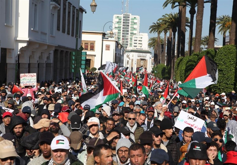 مغربی‌ها در حمایت از فلسطین به خیابان‌ها آمدند