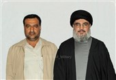شهید سردار سیدرضی موسوی در کنار سیدحسن نصرالله دبیرکل حزب الله لبنان