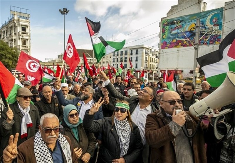 فریاد آزادی فلسطین در سالگرد پیروزی انقلاب تونس