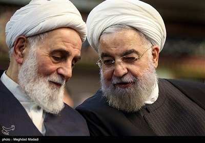 حجت الاسلام ناطق نوری و حسن روحانی در هفتمین سالگرد درگذشت هاشمی رفسنجانی