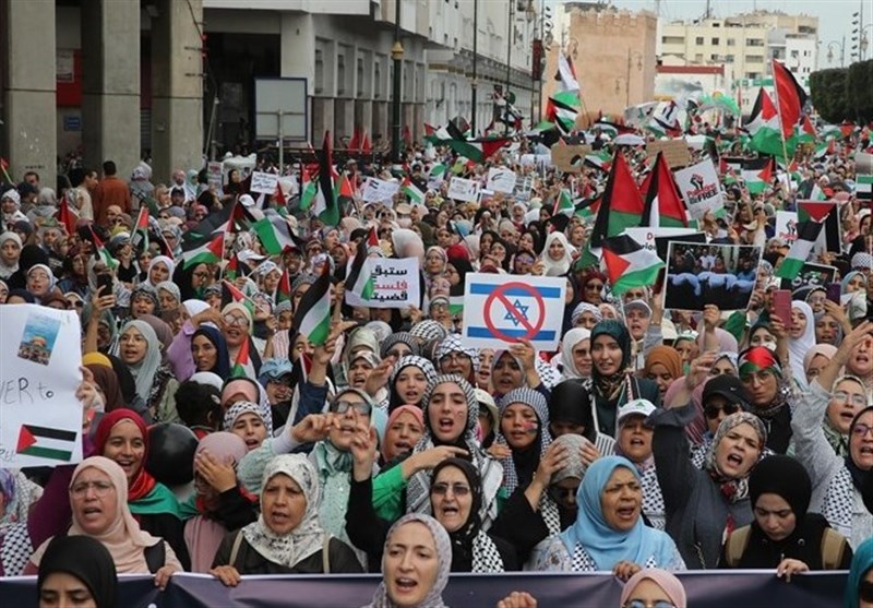 تظاهرات مغربی‌ها در حمایت از یمن و غزه