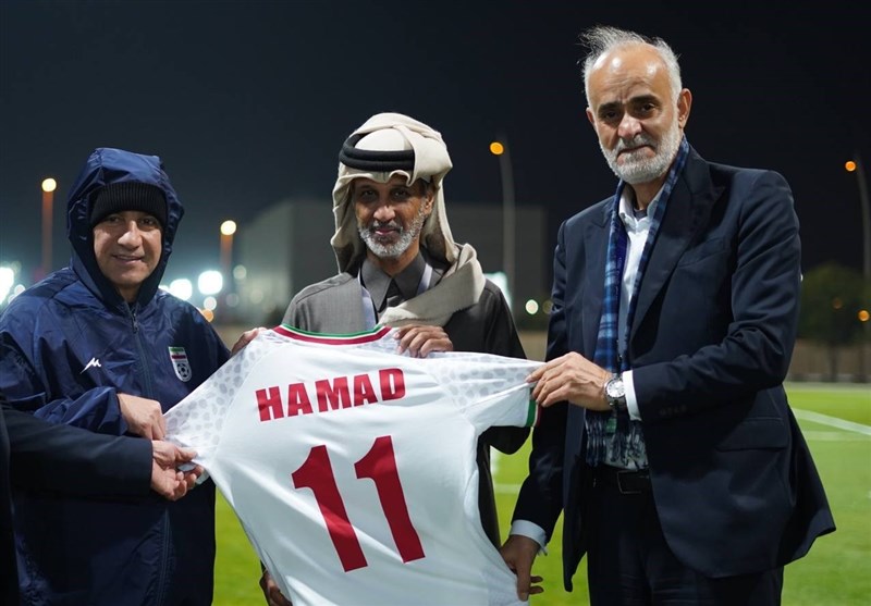 حضور وزیر ورزش و جوانان قطر در تمرین تیم ملی فوتبال