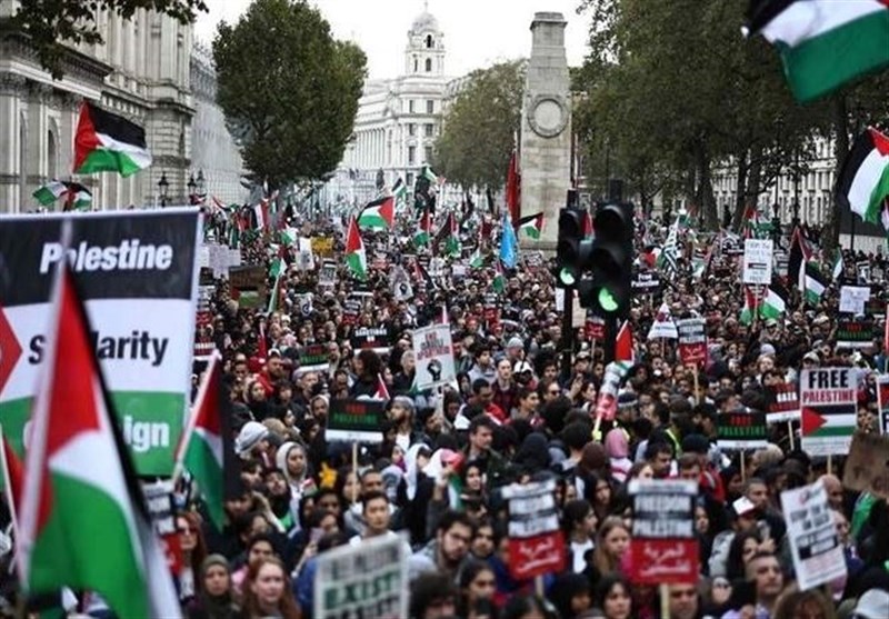 استمرار المظاهرات العربیة والغربیة المؤیدة لفلسطین