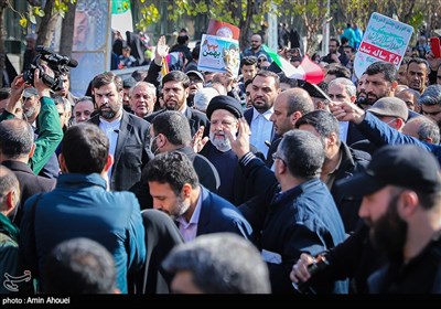  آیت‌الله سید ابراهیم رئیسی رئیس‌جمهور در مراسم راهپیمایی 22 بهمن 