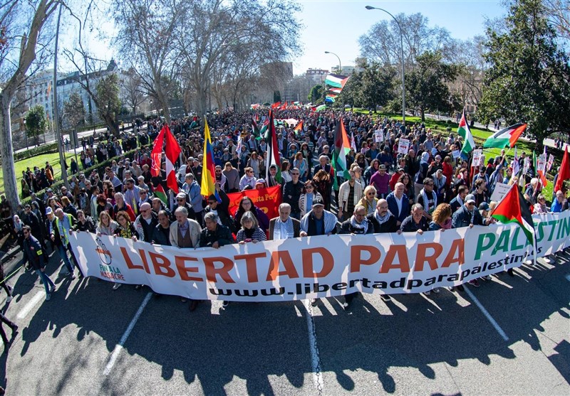 تظاهرات گسترده ضد صهیونیستی در پایتخت اسپانیا
