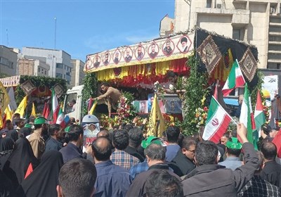 تشییع پیکر شهید زاهدی و یارانش در راهپیمایی روز قدس تهران