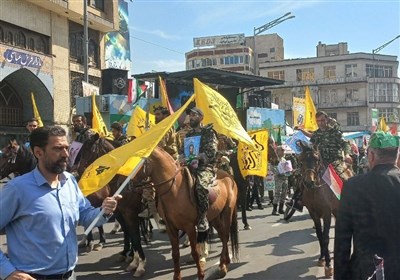 حضور سوارکاران بسیج در راهپیمایی روز جهانی قدس در تهران