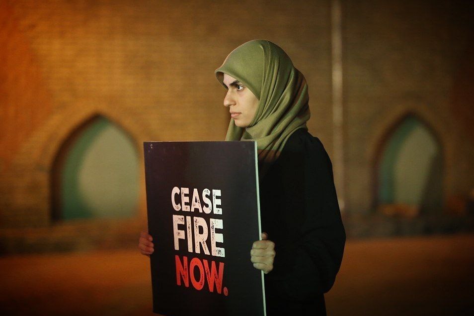 گردهمایی زنان مسلمان و فریاد مظلومیت &quot;غزه&quot; با یک نمایش هنری