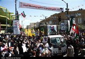 تشییع پیکر مطهر شهید محسن صداقت در راهپیمایی روز قدس - قم