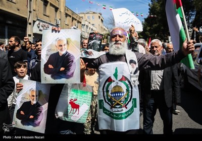 سنگ تمام مردم دار المومنین قزوین در راهپیمایی روز قدس