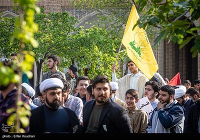 تجمع طلاب و روحانیون در حمایت از حمله سپاه به رژیم صهیونیستی - مدرسه مروی