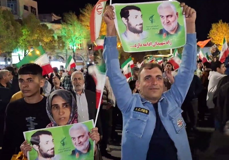 روایت ‌تسنیم از ‌تجمع شبانه تبریزی‌ها در جشن حمله به اسرائیل