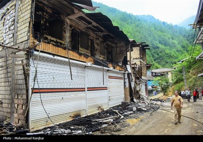 خسارات آتش سوزی در روستای گردشگری امام‌زاده ابراهیم شفت - گیلان
