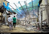 خسارات آتش سوزی در روستای گردشگری امام‌زاده ابراهیم شفت - گیلان