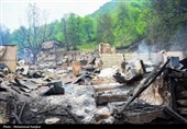 خسارات آتش سوزی در روستای گردشگری امام‌زاده ابراهیم شفت - گیلان