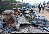 خسارات آتش سوزی در روستای گردشگری امام‌زاده ابراهیم شفت - گیلان