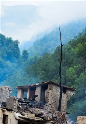 خسارات آتش سوزی در روستای گردشگری امام‌زاده ابراهیم شفت - گیلان