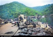 خسارات آتش سوزی در روستای گردشگری امام‌زاده ابراهیم شفت - گیلان