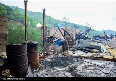 خسارات آتش سوزی در روستای گردشگری امام‌زاده ابراهیم شفت - گیلان