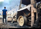 خسارات آتش سوزی در روستای گردشگری امام‌زاده ابراهیم شفت - گیلان