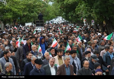 راهپیمایی نمازگزاران همدانی در محکومیت جنایات رژیم صهیونیستی