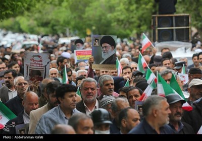 راهپیمایی نمازگزاران همدانی در محکومیت جنایات رژیم صهیونیستی