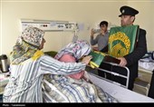 پرچم متبرک حرم مطهر رضوی در بیمارستان امام حسن(ع) بجنورد