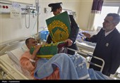 پرچم متبرک حرم مطهر رضوی در بیمارستان امام حسن(ع) بجنورد