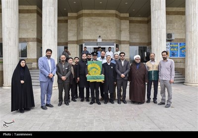 پرچم متبرک حرم مطهر رضوی در بیمارستان امام حسن(ع) بجنورد