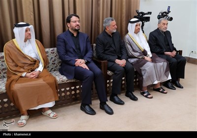 دیدار شیخ تمیم بن حمد آل ثانی امیر قطر و هیئت همراه با رهبر معظم انقلاب