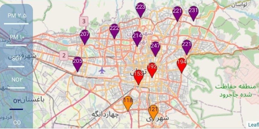 کیفیت هوای تهران , آلودگی هوا , 