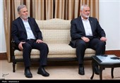 دیدار اسماعیل هنیه رئیس دفتر سیاسی حماس و  زیاد النخالة دبیرکل جنبش جهاد اسلامی فلسطین و هیئت همراه با رهبر معظم انقلاب