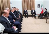 دیدار اسماعیل هنیه رئیس دفتر سیاسی حماس و  زیاد النخالة دبیرکل جنبش جهاد اسلامی فلسطین و هیئت همراه با رهبر معظم انقلاب
