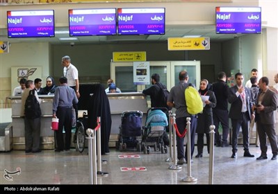 اولین پرواز مسافران اربعین حسینی به نجف از فرودگاه همدان