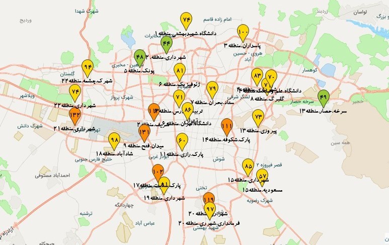 کیفیت هوای تهران , شهر تهران , 