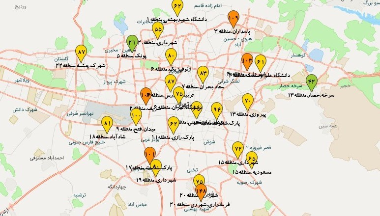 کیفیت هوای تهران , شهر تهران , 