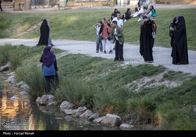 مسافران تابستانی در محوطه تاریخی طاقبستان - کرمانشاه