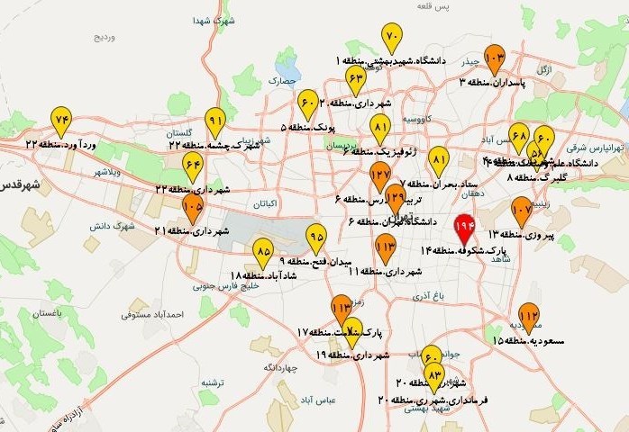 شرکت کنترل کیفیت هوا , کیفیت هوای تهران , 