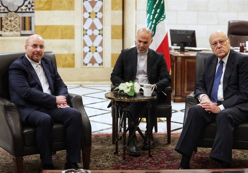 Qalibaf Meets Lebanese PM in Beirut, Visits Israeli-Destroyed Neighborhood