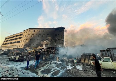 آتش‌سوزی بزرگ در بازار آهن شادآباد تهران