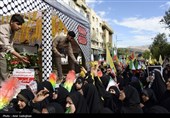 آیین تشییع پیکر شهیده معصومه کرباسی و  شهید حجت‌الاسلام صباحی - شیراز